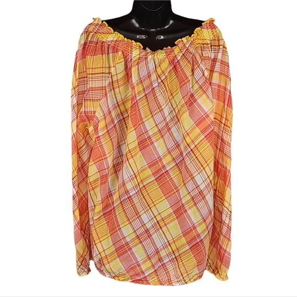 NWOT Lane Bryant Plaid Long Sleeve Keyhole Blouse - Picture 5 of 11
